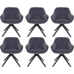 Lot de 6 chaises de salle à manger rembourrées avec accoudoirs pivotantes métal et tissu gris 040007718