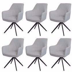 Chaises de salle à manger - Non spécifié - Lot de 6 - Tissu crème - Accoudoirs - Rotatives 90°