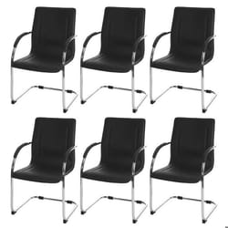 Chaises de salle à manger - Lot de 6 - PVC noir - Structure acier chromé - Confort moderne - Accoudoirs