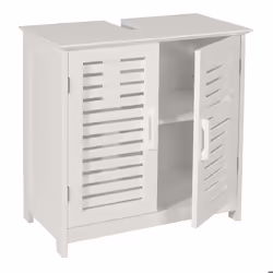 Meuble sous lavabo - 04_0007843 - MDF blanc - 60x60x30 cm - Rangement avec étagère - Montage facile
