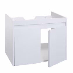 Meuble sous lavabo - Non spécifié - 48x59x46 cm - MDF blanc - 2 portes - Soft-close