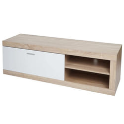 Meuble TV - Non spécifié - 43x140x41 cm - MDF aspect chêne blanc - Rangement avec porte - Design moderne