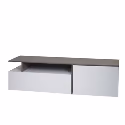 Meuble TV - Moderne - Bicolore - 2 Compartiments - MDF Aspect Béton - 161x40x45 cm