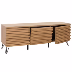 Meuble TV - Naturel - Bois de manguier - 2 portes - 4 compartiments - Design contemporain