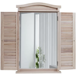 Décoshop26 - Miroir mural forme fenêtre avec volets 71x46x5 cm en bois vieilli 040007888