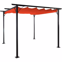Pergola HWC-C42, Pavillon de Jardin avec Toit Coulissant – 3,5x3,5 m, Terracotta Apportez de l'élégance et de la fonctionnali ...