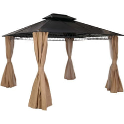 Décoshop26 - 1x pergola avec toit et 4x parois latérales + moustiquaire structure en acier stable tissu crème 040008138