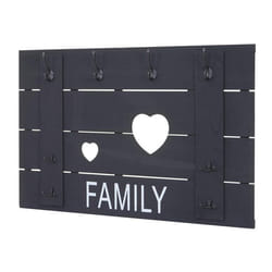 Porte-manteau mural - Family - Design vintage - 8 crochets - 60 x 90 cm - Gris foncé