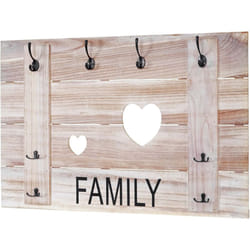 Décoshop26 - Porte-manteau mural family panneau avec 8 crochets 60 x 90 cm design vintage bois marron naturel 040008175