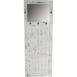 Porte-manteau mural pour armoire avec crochet mural miroir 180 x 65 x 7 cm aspect shabby vintage blanc 040008177