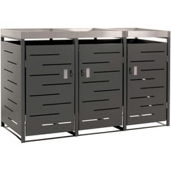 Abris poubelle verrouillable avec bac à plantes capacité de 80 à 240 litres acier inoxydable-métal 125x198x84 cm 040008231