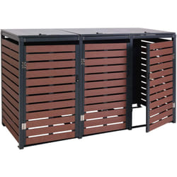 Abris poubelles pour conteneur d'une capacité de 80 à 240 litres 119x205x84 cm wpc métal aspect bois de noyer 040008240