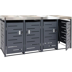 Abris poubelles 4 compartiments bacs à plantes verrouillable acier inoxydable-métal 110x230x62 cm 040008244