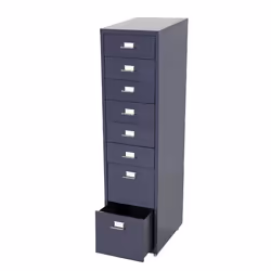 Caisson à tiroirs - MARQUE - 110x28x41 cm - 8 tiroirs en acier - Gris foncé - Bureau