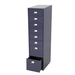 Caisson à tiroirs - MARQUE - 110x28x41 cm - 8 tiroirs en acier - Gris foncé - Bureau