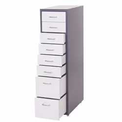 Caisson à tiroirs - MARQUE - 110x28x41 cm - 8 tiroirs en acier - Blanc - Bureau