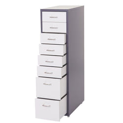Caisson à tiroirs - MARQUE - 110x28x41 cm - 8 tiroirs en acier - Blanc - Bureau