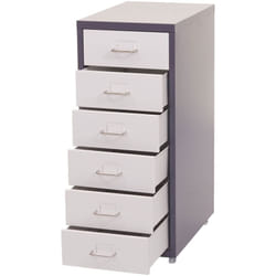 Décoshop26 - Caisson à tiroirs armoire de bureau 69x28x41 cm 6 tiroirs en acier gris foncé blanc 040008260