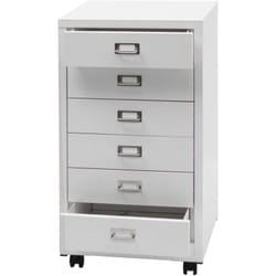 Caisson à tiroirs armoire de bureau 75 x 40 x 41 cm 6 tiroirs métal blanc 040008272