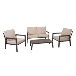 Salon de jardin - Non spécifié - Canapé et fauteuils - 4 sièges rembourrés - Coussins hydrofuges - Table incluse