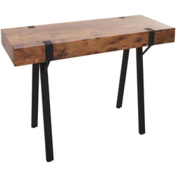 Table console hwc-l54 table téléphonique table de travail table d'appoint table de rangement métal 75 x 100 x 40 cm chêne sauvage foncé 040008490