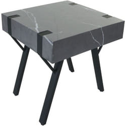 Décoshop26 - Table d'appoint table basse chevet 50x50x50 cm cadre en fer plateau en mdf aspect marbre gris 040008497