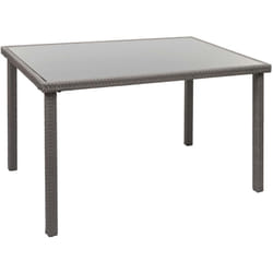 Table de jardin en polyrotin gris plateau de table en verre balcon 120 x 75 cm 040008549