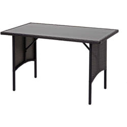 Table de jardin en polyrotin noir plateau en verre 112 x 60 cm 040008558