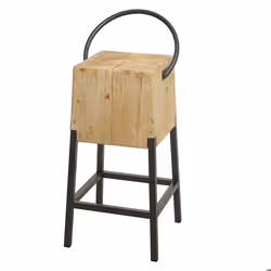 Tabouret de bar - Design Rustique Industriel - Bois de Sapin Massif - Cadre en Fer - 93x40x41 cm