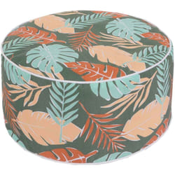 Décoshop26 - TaboureT repose-pieds pouf de jardin gonflable intérieur/extérieur poly filé 29x55 cm motif feuille 040008598