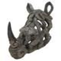 Décoration murale - Tête de rhinocéros - Polyrésine - 26 cm - Résistante aux intempéries - Finition soignée