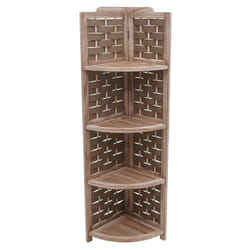 Étagère dangle pliable - MARQUE - 110 cm - Bois marron - 4 niveaux - Treillis en polyéthylène
