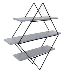 Etagère murale suspendue - Design industriel - 3 niveaux - Bois de pin - Métal - 60x55x12 cm