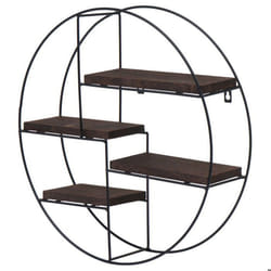 Etagère murale suspendue - Design industriel - 4 niveaux - Bois de Paulownia - Fer thermolaqué - 45x45x11 cm