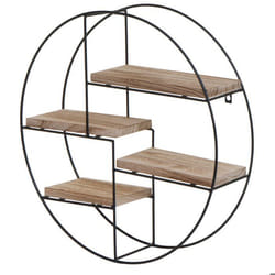 Étagère murale suspendue - Design industriel - 4 niveaux - Bois de Paulownia - Fer thermolaqué - 45x45x11 cm