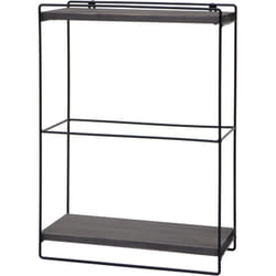 Décoshop26 - tagère murale suspendue étagère de cuisine en bois gris foncé et métal design industriel 2 étagères 50x35x17 cm 040008669