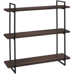 Décoshop26 - tagère murale suspendue 3 niveaux en bois marron foncé et métal design industriel 60 x 60 x 18 cm 040008672