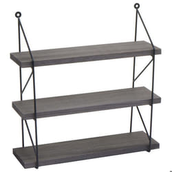 Étagère murale suspendue - Design industriel - 3 niveaux - Bois de paulownia - Fer - 40 x 40 x 13 cm