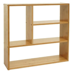 Étagère murale suspendue - Bambou - 4 compartiments - 50x50x15 cm - Capacité 8 kg par compartiment - Multicolore