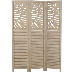 Paravent en bois couleur sable à 3 panneaux 170x120 idéal pour séparer et décorer votre espace PAR06098
