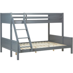Lits pour enfants superposés 3 couchages avec sommier à lattes 1 lit deux places 140x200 cm et 1 lit une place 90x200 cm bois gris LIT06251