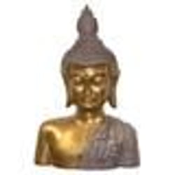 Statue Bouddha sur Pied Detail Fin et Finition Doree hauteur 36 cm en polyresine DEC050021