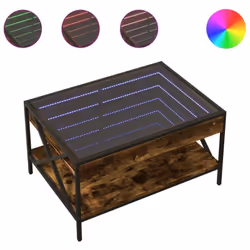 Cette table basse unique dotée d'un miroir à LED infini est adaptée à différents endroits. Matériau stable et durable : le bo ...