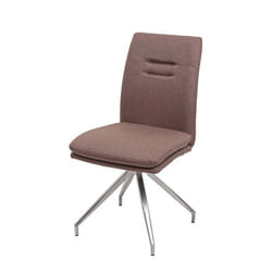 Chaise de salle à manger cuisine en tissu marron et en acier ino par ydable design et confortable