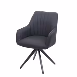 Chaise de salle à manger - Design Rétro - Tissu Gris Foncé - Acier - Confortable - Avec Accoudoirs
