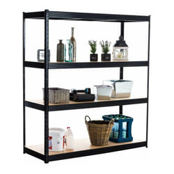 Etagère galvanisée pour charges lourdes en métal 4 niveaux noir 160x60x180cm ETA10076