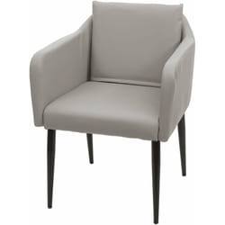 Fauteuil chaise lounge salle à manger bureau visiteur en synthétique taupe-gris pieds métal noir 040002286