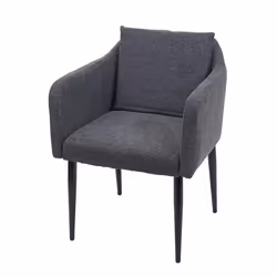 Fauteuil chaise lounge salle a manger bureau visiteur en synthetique gris fonce pieds metal noir 04_0002290