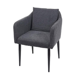 Fauteuil chaise lounge salle a manger bureau visiteur en synthetique gris fonce pieds metal noir 04_0002290