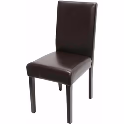 Chaise de salle à manger cuisine en synthétique marron pieds en bois foncé Coins et bords arrondis Dossier haut Normes social ...